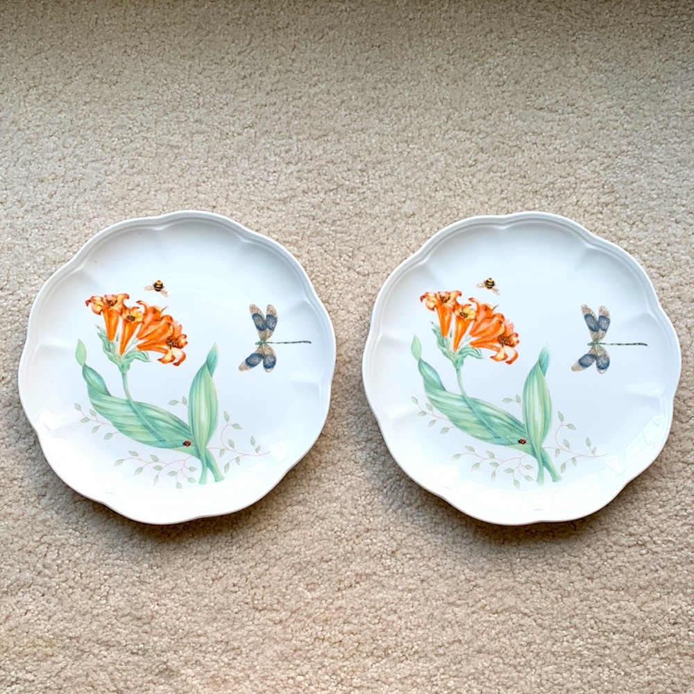 2 Lenox “Butterfly Meadow” Luncheon Plate 9” Dragonfly
